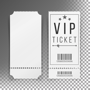 Ticket Template Set Vector. Modern Mock Up Wedding, Cinema, Birthday Or Circus Tickets Template. Transparent Background