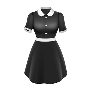 Maid Uniform Female Style Textile Clothing Vector. Hotel Room Or Apartment Clean Service Worker Fabric Uniform. Housework Cleaner Attractive Elegant Suit Template Realistic 3d Illustration