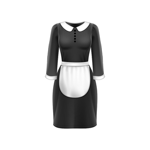 Dress black fashion. Holiday clothing. Standing view. Formal skirt dress. 3d realistic vector