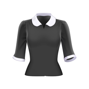 Blouse female sleeve black. Top cloth blouse. 3d realistic vector