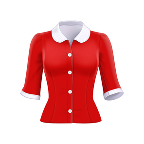 Blouse women apparel red. Silk cad blouse. 3d realistic vector