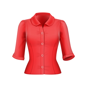 Blouse lady fashion red. Soft textile blouse. 3d realistic vector