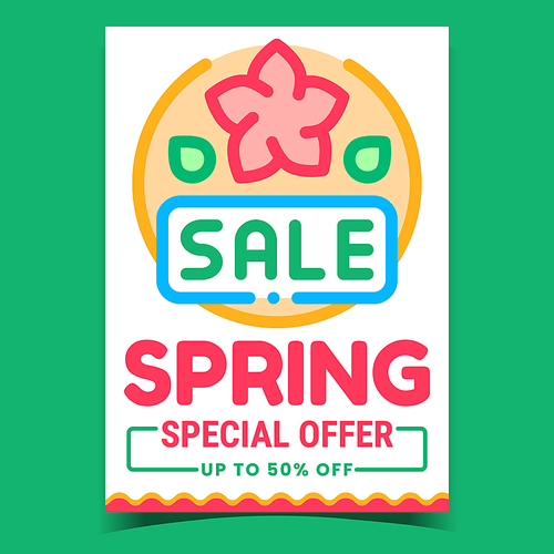 Spring Sale Creative Promotional Poster Vector. Seasonal Sale Special Offer Advertising Banner. Season Holiday Selling On International Women Day Concept Template Style Color Illustration