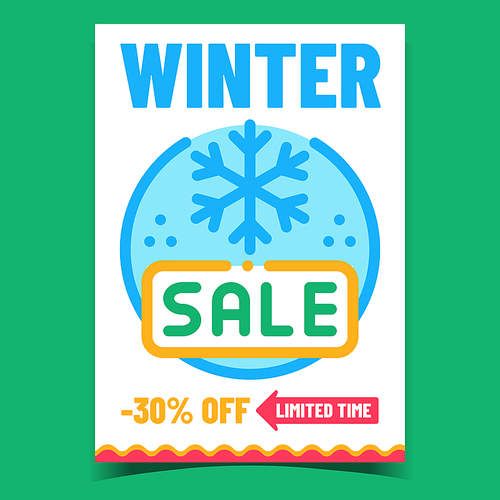 Winter Sale Creative Promotional Banner Vector. Winter Holiday Season Selling Presents And Gifts On Christmas Advertising Poster. Snow Flake Concept Template Style Color Illustration