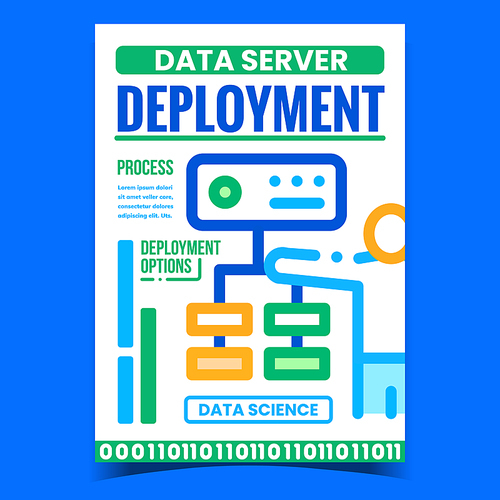 Data Server Deployment Promotion Banner Vector. Networking Process And Deployment Options Advertising Poster. Data Science And Development Concept Template Style Color Illustration