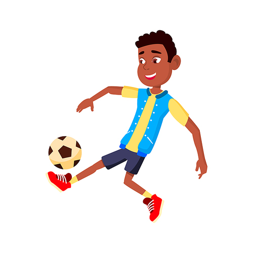 player teen boy playing football soccer player. vector flat cartoon illustration