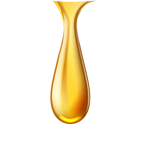 Car oil drip. gold lubricant drop. yellow liquid. honey droplet. fuel extract. collagen essence. 3d realistic vector