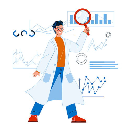 data scientist ai analysis science. algorithm business technology character web flat cartoon illustration