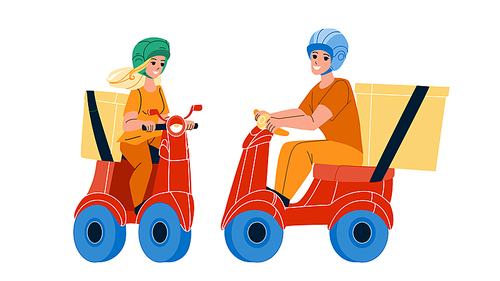 scooter delivery food. motorcycle service. fast man. free courier box. express order character web flat cartoon illustration