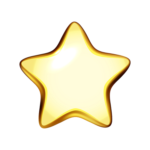 Golden Star Competition Reward Or Rating Vector. Golden Star Stylish Glossy Award For Champion Win In Tournament Or Championship. Elegant Decoration Template Realistic 3d Illustration