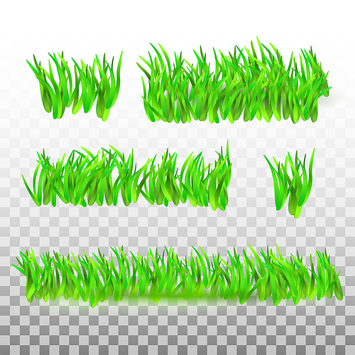 Lawn Green Grass Grow Rural Land Scape Set Vector. Lawn Greenery Growing Plantation Outside. Garden Ground Organic Plant Or Scenic Nature Farmland Template Realistic 3d Illustrations