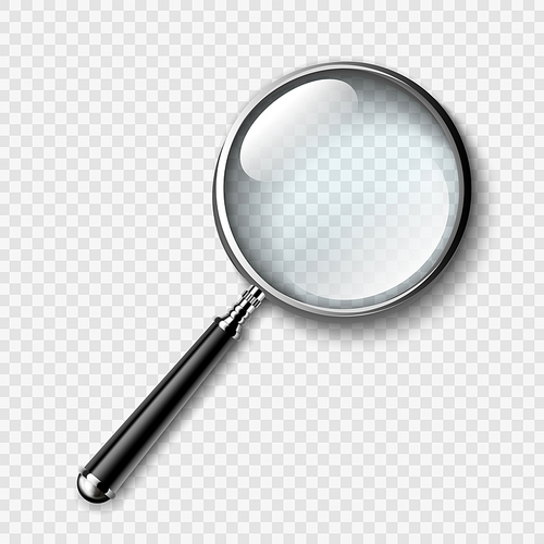 Magnifying Glass Transparency Equipment Vector. Magnifying Glass Lens For Zoom And Inspection. Magnifier Detective Instrument For Research And Examining Template Realistic 3d Illustration