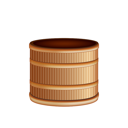 Wooden Basket Decorative Empty Container Vector. Wooden Basket For Carrying And Storaging Clothes Or Products. Handycraft Equipment From Wood Material Template Realistic 3d Illustration