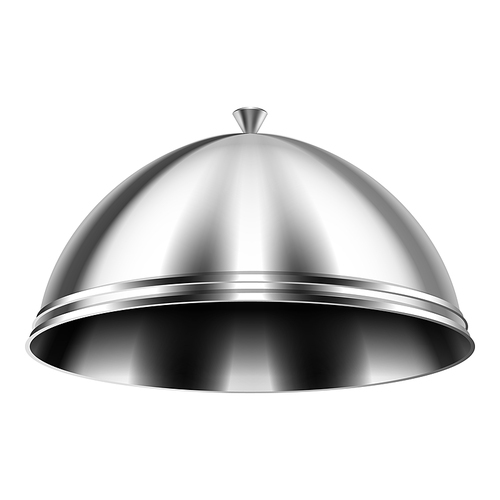 restaurant cloche food. metal tray. silver platter cover cap 3d realistic vector