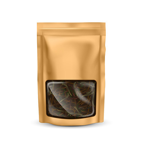 Tea bag zip mockup label. Sachet pack. Herb pouch design. Nulon tea package. vector realistic illustration