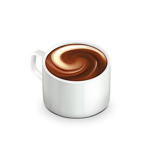 Hot Chocolate Delicious Dessert Drink Cup Vector. Chocolate Sweet Energy Beverage In Blank Mug, Creamy Nourishment. Breakfast Aromatic And Tasty Liquid Template Realistic 3d Illustration