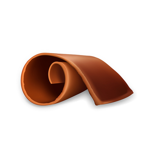 Chocolate Shaving Delicious Dessert Slice Vector. Curl Chocolate Pastry Nutrition, Cocoa Product. Coiled And Rolled Gourmet Confectionery Foodstuff Template Realistic 3d Illustration