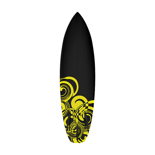 Surfboard For Surfing On Extremal Sea Waves Vector. Surfboard Surfer Accessory For Making Extreme Sport Activity. Stylish Surf Board Sportive Equipment Template Realistic 3d Illustration