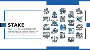Stakeholder Business Landing Web Page Header Banner Template Vector. Stakeholder Meeting With Investor And Trade Union, Credit And Dividends, Stock And Bidding Illustration