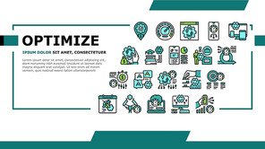 Optimize Operations Landing Web Page Header Banner Template Vector. Optimize Internet Speed And Electronics, Smartphone And Computer, Education And Work Illustration