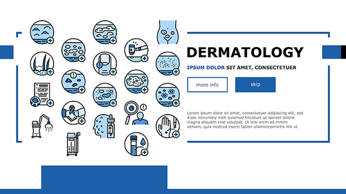 Dermatology Problem Landing Header Vector. Dermatology Disease Clinic Treatment And Photodynamic Therapy Psoriasis And Acne Hospital Illustration