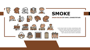Smoke And Fog Steam Landing Header Vector. Transport Car And Urban, Vape And Tobacco Smoke, Air Purification System And Filter Illustration