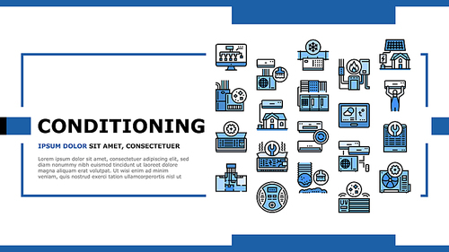 Conditioning System Electronics Landing Web Page Header Banner Template Vector. Conditioning System Repair And Purification Service, Maintenance And Filtration, Installation Replacement Illustration