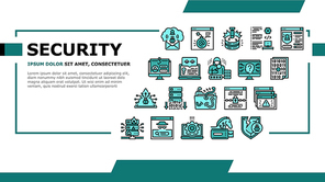 Cyber Security System Technology Landing Web Page Header Banner Template Vector. Cyber Security Software And Application, Padlock And Password For Data Base Information Protection Virus Illustration