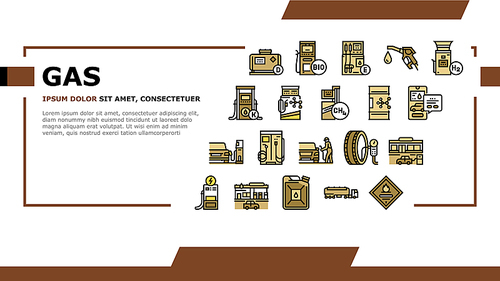 Gas Station Refueling Equipment Landing Web Page Header Banner Template Vector. Diesel And Gasoline, Ethanol And Methanol Gas Station, Wheel Inflation And Car Washing Service Illustration