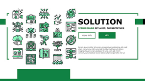 Solution Business Problem Task Landing Web Page Header Banner Template Vector. Teamwork And Partnership, Goal Achievement And Vision Of Solution, Project Strategy Development And Deadline Illustration