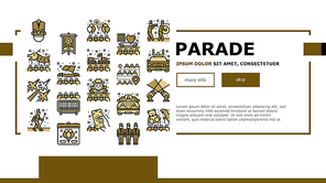 Parade Celebration Festival Event Landing Web Page Header Banner Template Vector. Light Show And Firework, Military And Aviation Parade, Marching People Asiatic New Year Celebrate Holiday Illustration