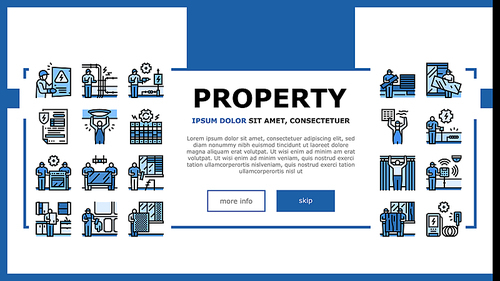 Property Maintenance And Repair Landing Web Page Header Banner Template Vector. Property Furniture Fixing And Electronic Appliance Installation, Kitchen Refurbishment, WindscreenRepairing Illustration
