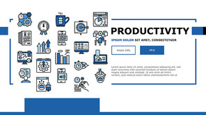 Productivity Manage Landing Web Page Header Banner Template Vector. Energy Drink And Motivation, Working Hours And Growth Rates, Deadline And Productivity Work Illustration
