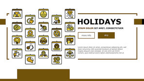 World Holidays Event Landing Web Page Header Banner Template Vector. Global Family And Women Day, Tolerance And Democracy, Red Cross And Water Holidays Illustration