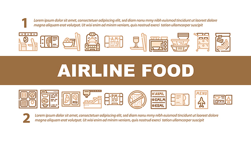 Airline Food Nutrition Landing Web Page Header Banner Template Vector. Armchair With Table For Airline Food And Microwave, Alcohol And Business Class Lunch Illustration