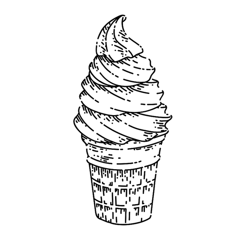 dairy ice cream sketch hand drawn vector summer ice food, gelato cream, scoop dessert, cold milk vintage black line illustration