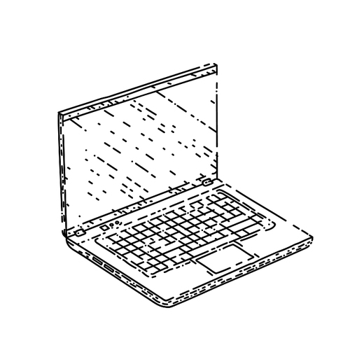 laptop notebook hand drawn vector. pc screen, computer mockup, digital desktop, web display laptop notebook sketch. isolated black illustration