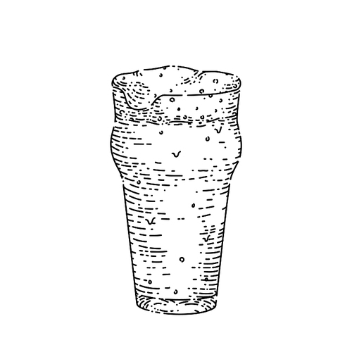 beer cup hand drawn vector. glass pint, drink mug, alcohol bar, lager pub foam, draft party beer cup sketch. isolated black illustration