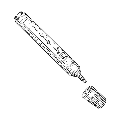 marker stationery hand drawn vector. color pen, felt pencil, highlighter tool marker stationery sketch. isolated black illustration