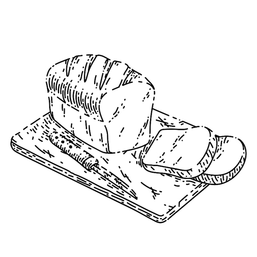 loaf bread hand drawn vector. fresh slice, tasty bun, fresh bakery loaf bread sketch. isolated black illustration