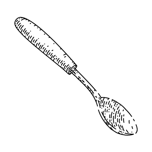 spoon silver hand drawn vector. tablespoon metal, stainless teaspoon, silverware spoon silver sketch. isolated black illustration