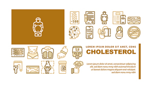 Cholesterol Overweight Landing Web Page Header Banner Template Vector. Cholesterol Overweight People And Diabetes Disease, Food Diary And Smart Scales Illustration