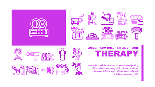 Physical Therapy Aid Landing Web Page Header Banner Template Vector. Magnetic Therapy Device And Laser, Massager, Physiotherapy Complex And Ultrasonic Inhaler Illustration