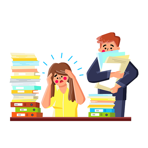 Chaos In Office And Overworked Managers Vector. Frustrated And Panic Employees Making Chaos In Office, Project And Report Deadline. Stressed Characters Co-workers Overworking Flat Cartoon Illustration
