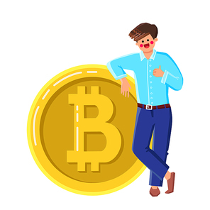 Crypto Trading Occupation Of Businessman Vector. Young Man Crypto Trading Business, Buying And Selling Cryptocurrency Online In Internet Trade Market. Character Flat Cartoon Illustration