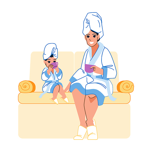 mother daughter spa vector. family beauty care, child skin facial mask, happy girl mum mother daughter spa character. people flat cartoon illustration