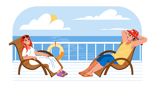 people ship deck vector. summer cruise, boat travel, sea vacation, terrace person people ship deck character. people flat cartoon illustration