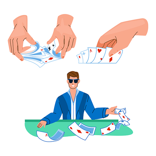 poker casino vector. game table, blackjack card, hand player, money bet, gamble poker casino character. people flat cartoon illustration