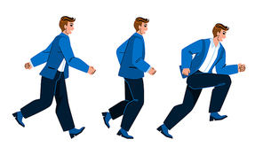 running business man vector. run fast person, strong hurry race, corporate worker, success job running business man character. people flat cartoon illustration