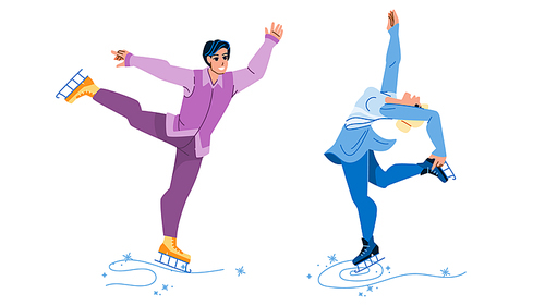 figure skating vector. skater dance, winter professional competition arena, sport show figure skating character. people flat cartoon illustration